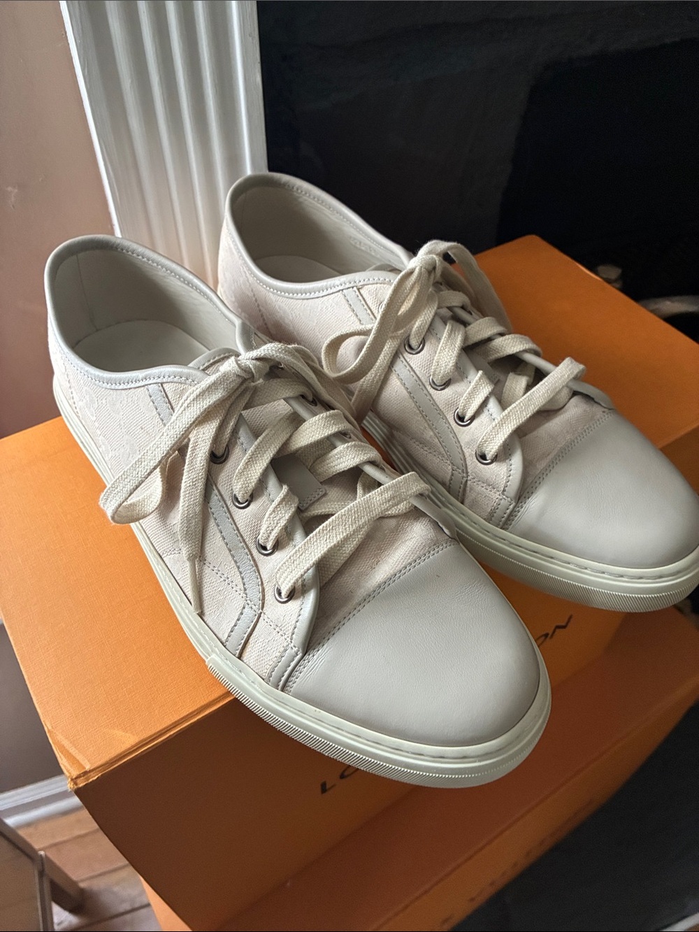 Gucci Beige Cream Canvas & Leather Sneakers